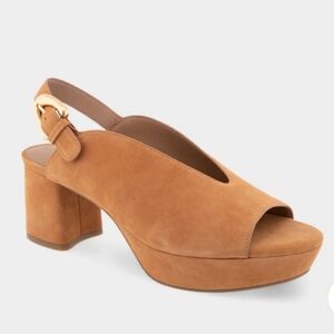 Aerosoles Peep Toe Platform in Tan Suede (7.5)